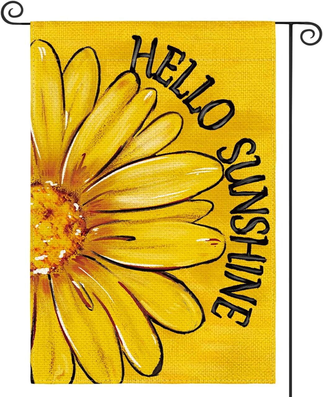 Hello Sunshine Garden Flag – 12x18 Inch Double-Sided Outdoor Yard Flag with Summer/Spring Daisy Design (Yellow)